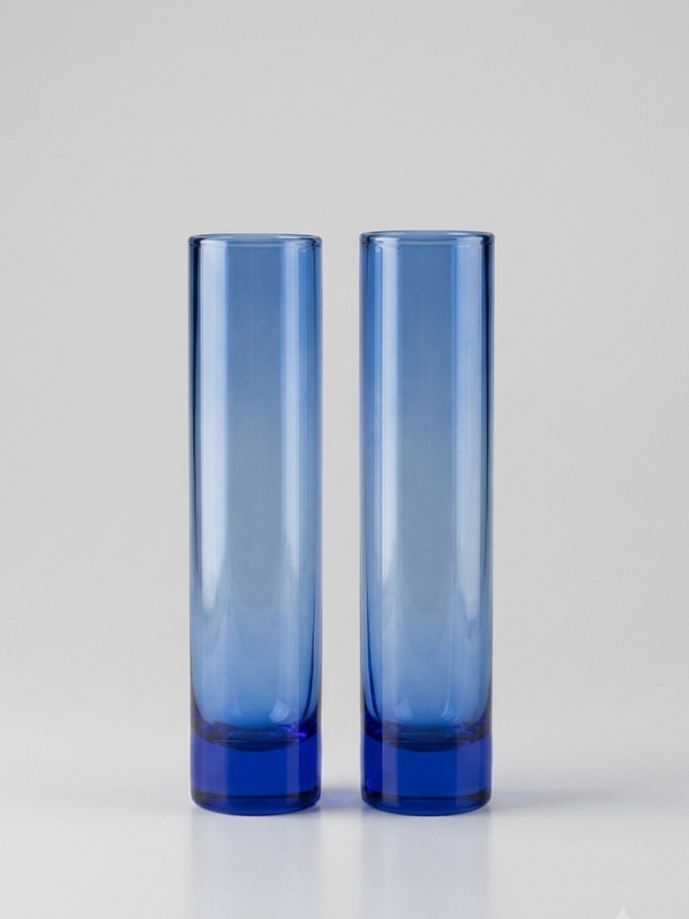 Vintage Libbey Cobalt Blue Cylinder Bud Vases Weighted Base Made in USA 7.5" H